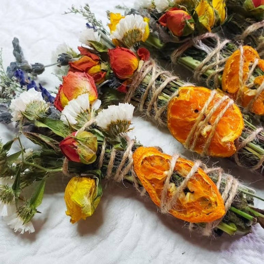 LAVENDER, MINT AND ORANGE SPRING SMUDGE STICK