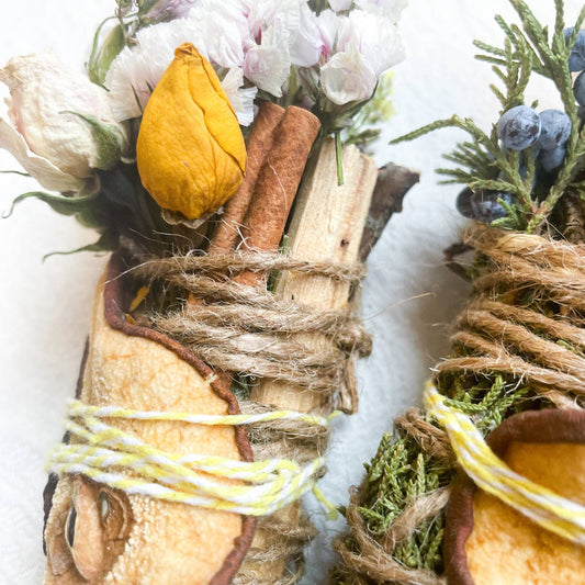 PEAR, PALO SANTO, JUNIPER AND CINNAMON SMUDGE STICK