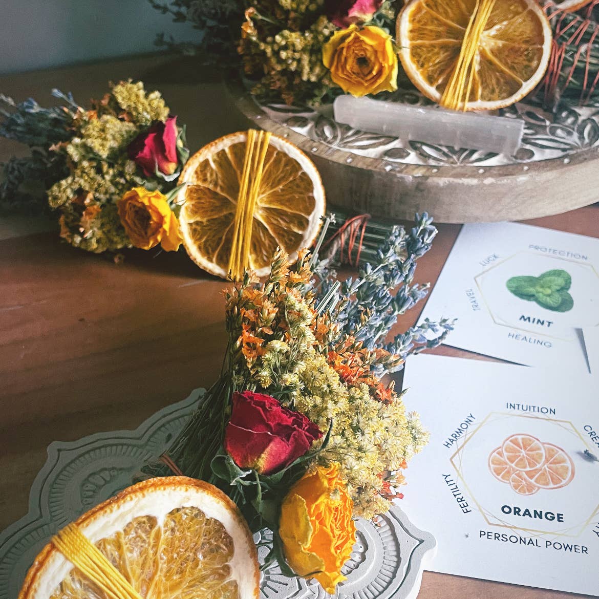 LAVENDER, MINT AND ORANGE SPRING SMUDGE STICK