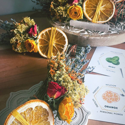 LAVENDER, MINT AND ORANGE SPRING SMUDGE STICK