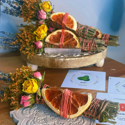 GRAPEFRUIT, MINT AND LAVENDER SMUDGE STICK